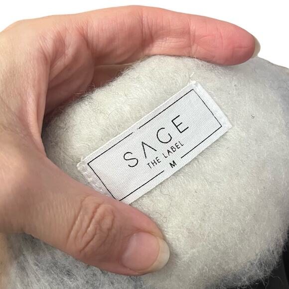 NEW Sage The Label Charlie Plaid Coat Mid Length Brushed Wool Blend Fluffy - Picture 6 of 7